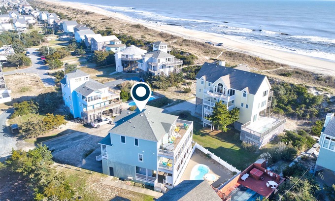 Avon Casa | Dog-friendly beach home with private pool, hot tub, AC, pool table & game room