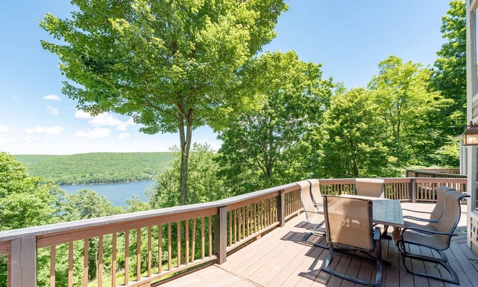Mountainside Casa | Dog-Friendly Fun w/ Lake Views, Hot Tub & Sauna