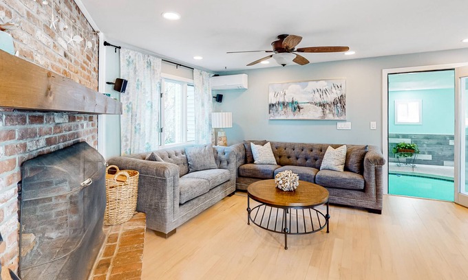 Hampton Casa | Dog-friendly Hampton house w/private heated pool, hot tub, and coastal finishes