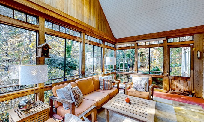 Truro Casa | Dog-friendly, hilltop home near the beach with hot tub, firepit & gorgeous porch