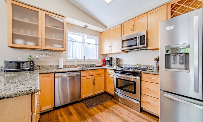 McKinleyville Casa | Dog-Friendly Home with Private Hot Tub, Large Deck, Fire Table & Washer/Dryer
