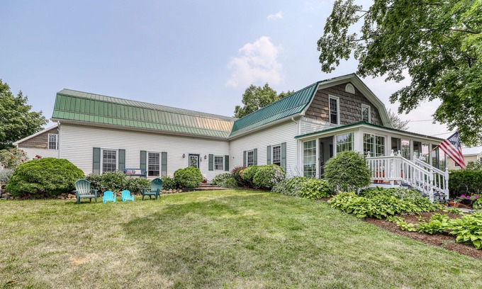 Isle La Motte Casa | Dog-friendly lake home with private beach, dock, firepit, barn, & treehouse