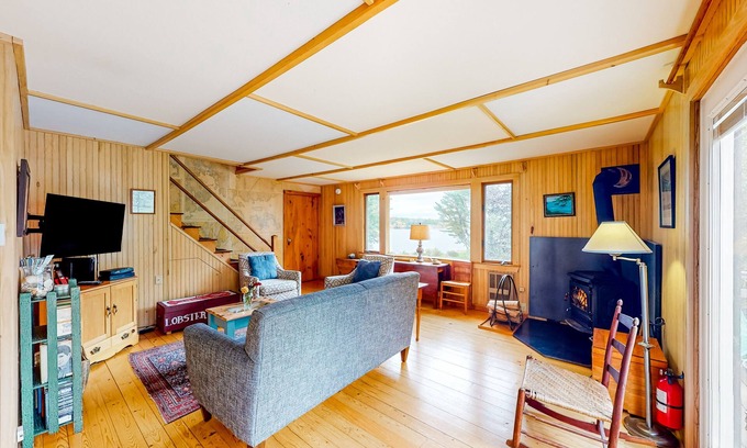 Southwest Harbor Casa | Dog-friendly ocean-view duplex with wood stoves, decks, grills, kitchens, ACs