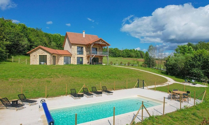 Saint-Medard-d'Excideuil Cabaña | Cabaña en Dordoña con piscina y vistas