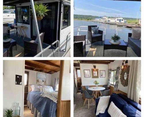 Sabula Alquiler De Eote | Driftwood Cozy Houseboat on the Water for 2