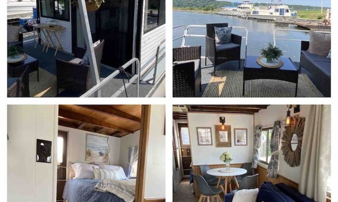Sabula Alquiler De Eote | "Driftwood" Cozy Houseboat on the Water for 2