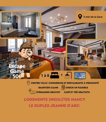 Poincare - Foch - Anatole France - Croix de Bourgogne Apartamento | Duplex Jeanne d'Arc Billard Baby en option Escape Game Logements Insolites