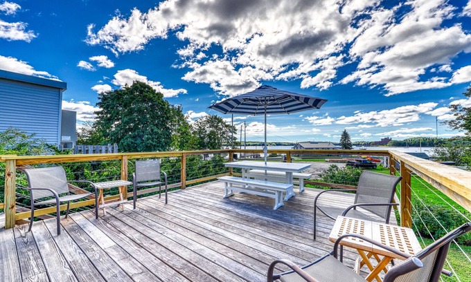 Wiscasset Casa | Elegant home right in town with gorgeous water view, deck & interior