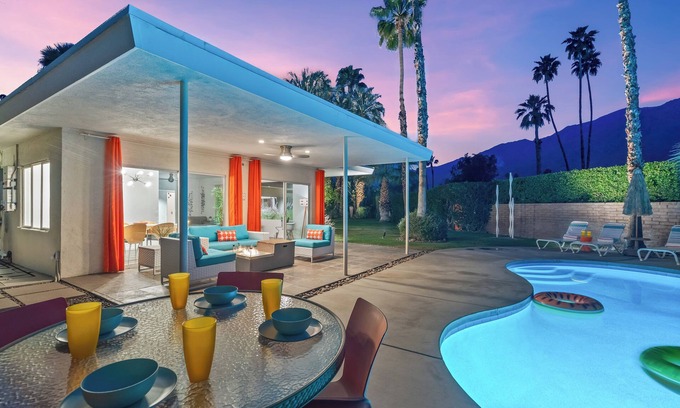 Tahquitz River Estates Casa | Enchanting Oasis – Walled Palm Springs Hideaway with Pool, Spa, Fire Pit & Mountain Views