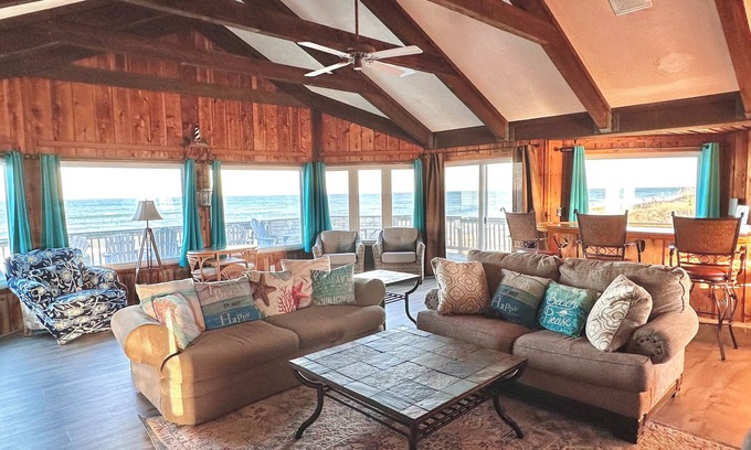South Nags Head Casa | Escape to this rare oceanfront rental—two neighboring homes booked together!