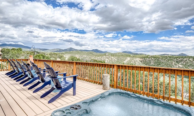 Santa Fe Casa | Exquisite home with hot tub, fireplace, mountain view, & washer/dryer