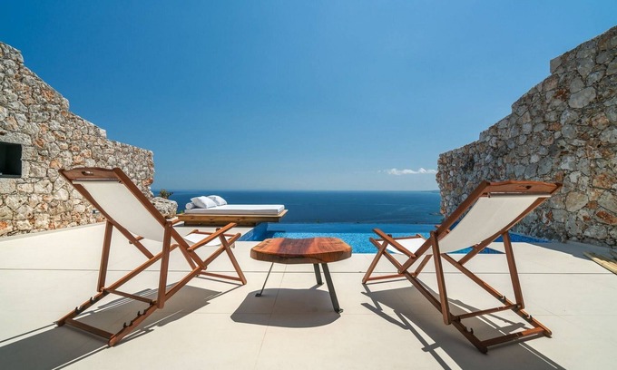 Varvara Villa | Exquisite Zakynthos Villa | Villa Aurora | 1 Bedroom | Breathtaking Sea Views | Spacious Furnished Sun Terrace | Private Outdoor Pool | Shaded Outdoor Dining Area | Agios Nikolaos
