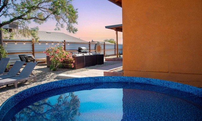 Indian Cove Casa | Family Escape: Fenced in Yard, Pool, AC, Hot Tub, 2 Fire Pits, Hammocks, Quiet
