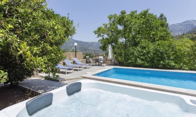 Sóller Villa | Villa con piscina, bañera de hidromasaje, terrazas, vistas a la montaña, aire acondicionado y Wi-Fi