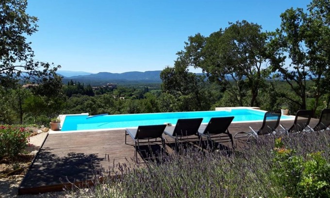 Labastide-de-Virac Casa | Villa 6 personas con gran piscina y vista fantastica