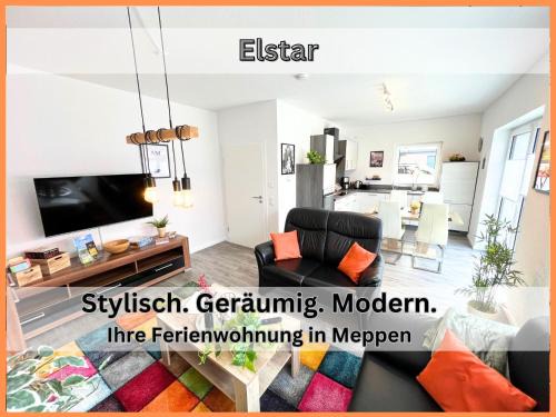 Apeldorn Casa | Ferienhaus "Elstar" Meppen Ebenerdig Carport Terrasse Neubau NETFLIX Free WIFI 2 Schlafzimmer Küche