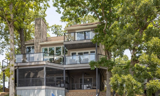Gravois Mills Casa | Five Oaks Lakehouse - Luxurious Home with a Game Room and Lakeside Fire Pit!