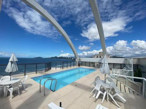 Boqueirao Apartamento | Flat moderno com vista para o mar e varanda!