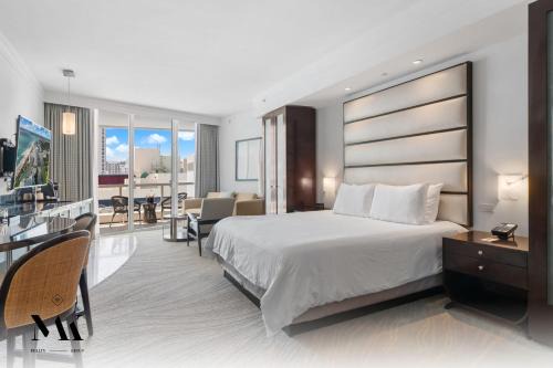 Mid Beach Hotel | FontaineBleau Resort Balcony w Ocean and City View