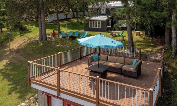 Pequot Lakes Casa | Full Remodeled Home, Amazing Views, Boat House Top Patio & More!