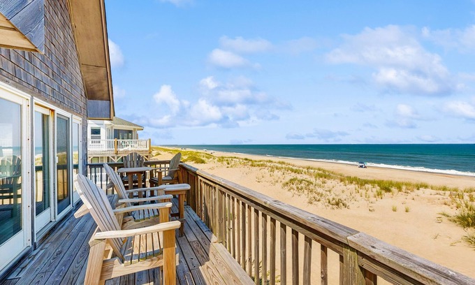 Avon Casa | Fun beachfront home w/shared pool, WiFi, private washer & dryer, central AC