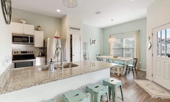 Rockport Cabaña | Fun/ family pack coastal home with ocean bay view on upper deck.