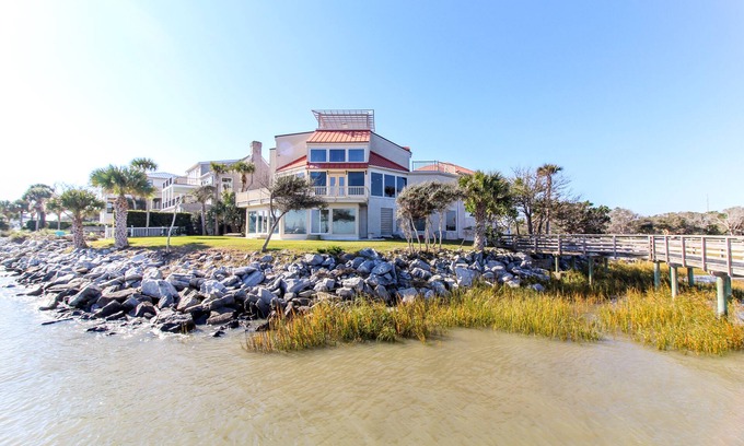 East Beach Casa | Gated Large East Beach Home W/ Pool, Oceanfront Dock, Great Fishing! Best Views!
