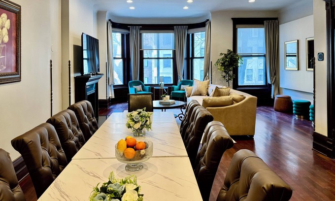 Gold Coast Casa | Gilded Age Gold Coast Mansion with Parking, Deck, Fireplaces