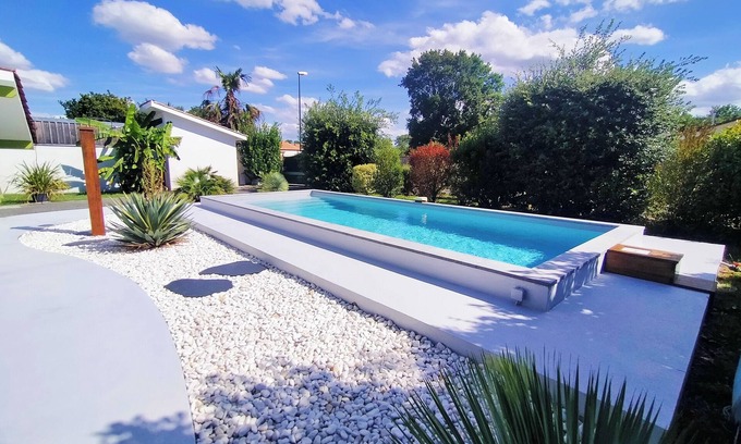 Brach Cabaña | Casa rural con piscina, zona de bienestar entre Burdeos y océano Lacanau