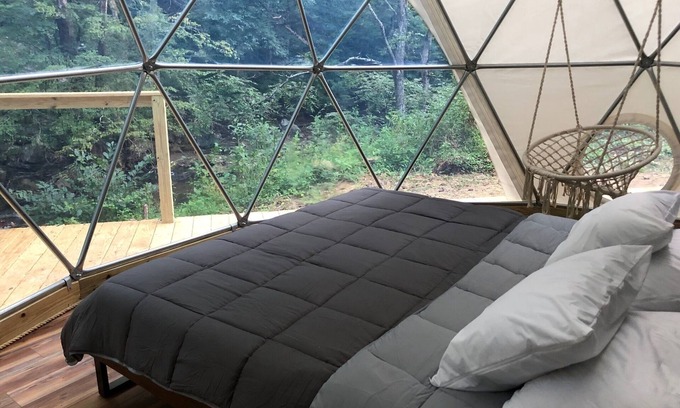 Deep Gap Alquiler De RV | NUEVO: Tienda de domo geodésico Glamping: arroyo de trucha, pozo de fuego y privacidad