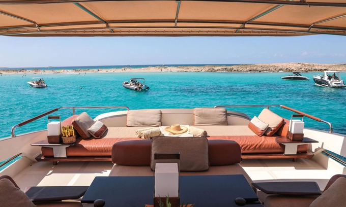 La Savina Alquiler De Eote | Goldfinger - Floating Home', a luxury catamaran yacht on the island of Formentera