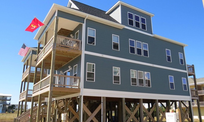 North Topsail Beach Casa | Precioso nuevo lujo de 4 dormitorios con fabulosas vistas al mar / aceptan mascotas