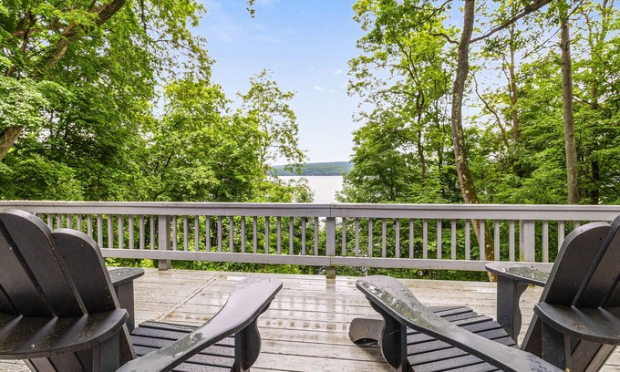 North Lake George Casa | Gorgeous lakeview retreat with wraparound porch, wood stove, & WiFi - dogs OK