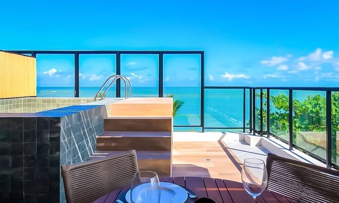 Jardim Oceania Apartamento | Estudio Gourmet con Piscina Frente al Mar
