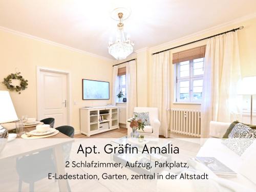 Schlitz Apartamento | GRÄFIN AMALIA - Apartment in der historischen Hinterburg Schlitz - 2 Schlafzimmer - mit Aufzug, Parkplatz, E-Ladestation & Garten - nahe Fulda und Bad Hersfeld