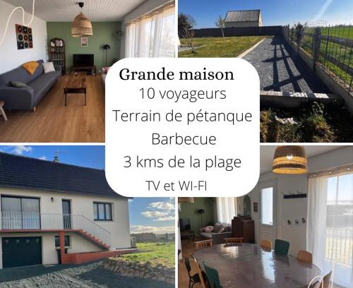 Gouville-sur-Mer Casa | Grande maison, 10 voyageurs, jardin et terrain de pétanque