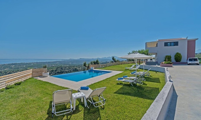Maroulas Villa | Grandiose Chania Villa | 3 Bedrooms | Villa Coyote | Amazing Sea Views | Outdoor Pool and Hot Tub | Maroulas