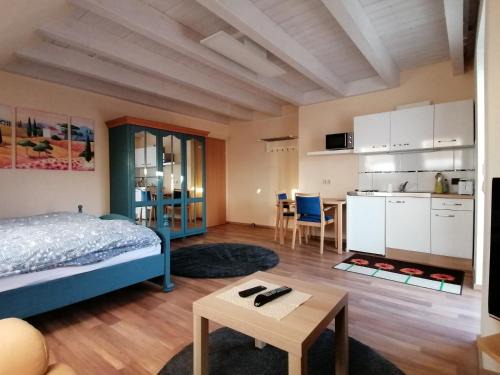 Schwabmuenchen Apartamento | Großzügiges Wohnstudio mit Balkon und Badbenutzung