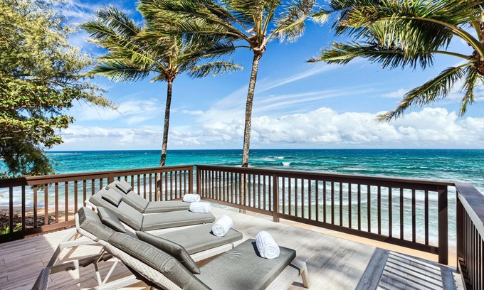 Wainiha Casa | Haena Beach House TVNC # 1258 Increíbles vistas al mar, Casa frente a la playa