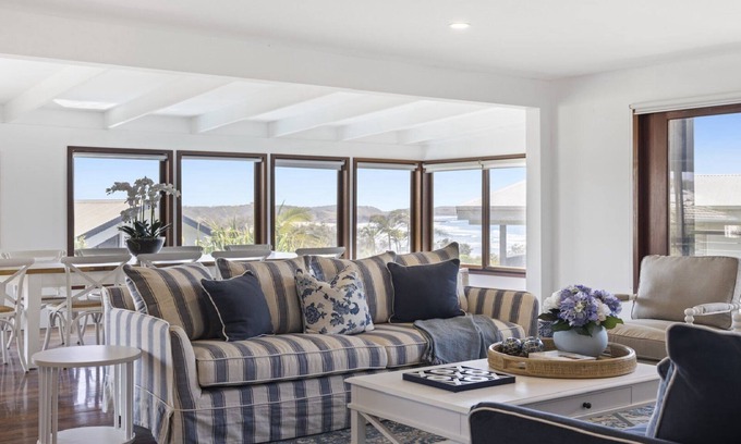Emerald Beach Casa | Hamptons Charm, Pool, Pizza Oven, Spectacular Ocean Views