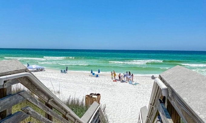 Village of Sugar Beach Casa | Heated Private Pool 30A Rental 'Seagrove Escape' Just Steps to Seagrove Beach!