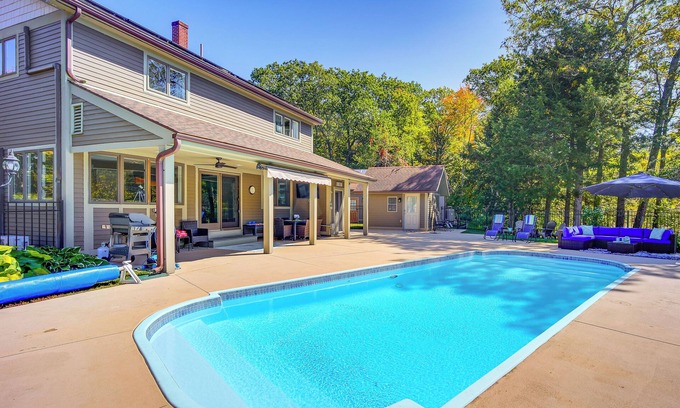 Ludlow Casa | Heated Saltwater Pool: Riverfront Home in Ludlow