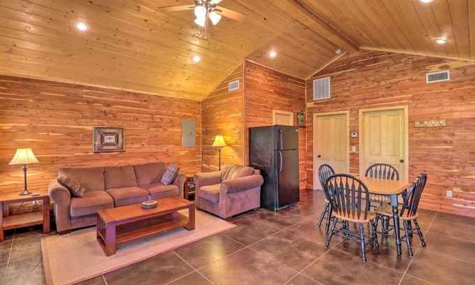 Swinging Bridge Village Casa | Heber Springs Cabin with Deck and River Views!
