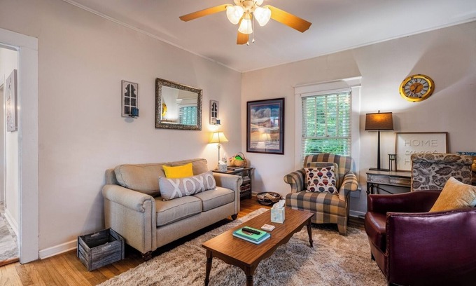 Cary Casa | Historic 2BR Walk to Dining Porch and Yard