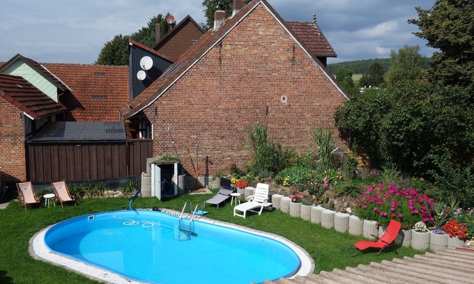 Bad Lauterberg Apartamento | Casa de vacaciones 'Gruppenhaus-Osterhagen' con piscina privada, terraza privada y wifi