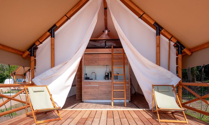 Grossenbrode Casa | Casa de vacaciones 'Safarizelt' con terraza privada, Wi-Fi y aire acondicionado
