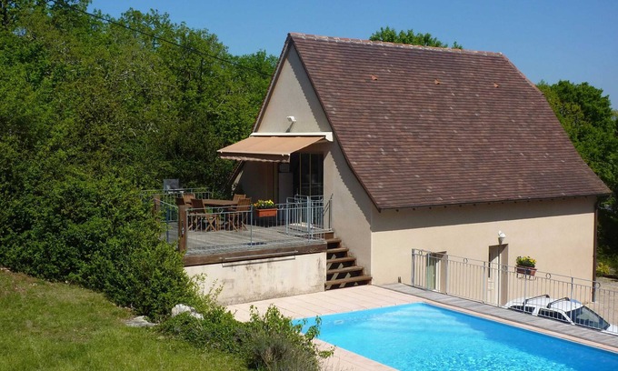 Loubressac Casa | Homerez - Casa espaciosa en Loubressac con piscina privada