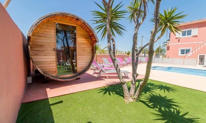 Armacao de Pera Villa | Enorme casa de 9 habitaciones para 27 personas. Calefacción / piscina, jacuzzi, sauna, mesa de billar, T / tenis