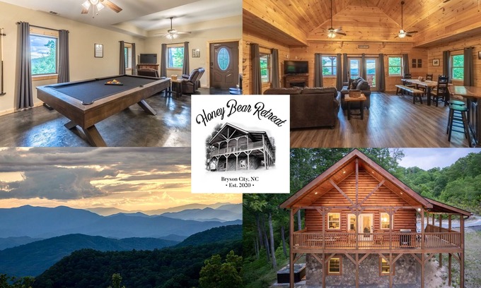 Bryson City Cabina | Incredible Views, Hot Tub, Pool Table, Waterfalls, Hiking