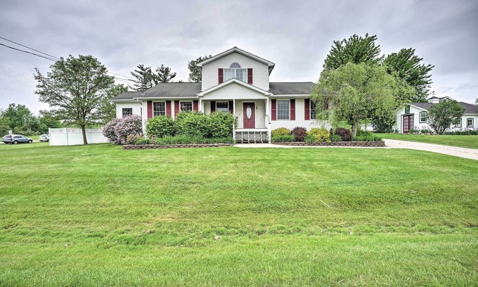 Onsted Casa | Furnished Deck & Playset: Irish Hills Farmhouse!